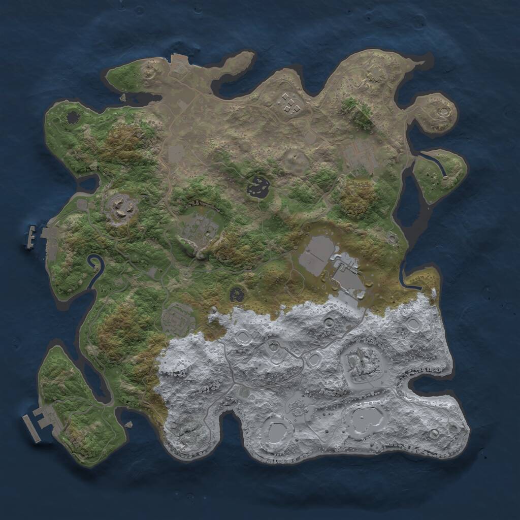 Rust Map: Procedural Map, Size: 3500, Seed: 590463516, 14 Monuments