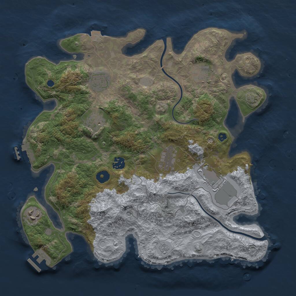 Rust Map: Procedural Map, Size: 3500, Seed: 590463516, 13 Monuments
