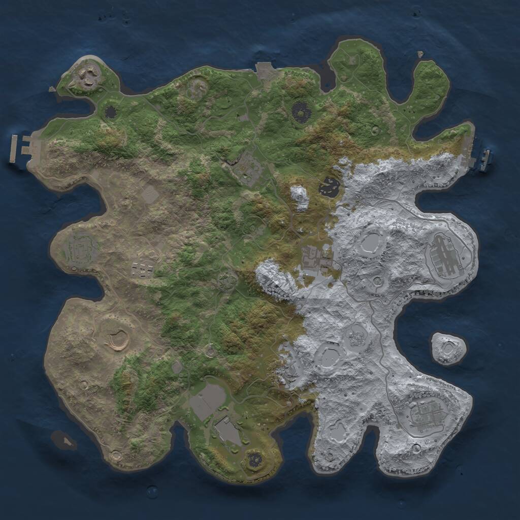 Rust Map: Procedural Map, Size: 3750, Seed: 605268577, 17 Monuments