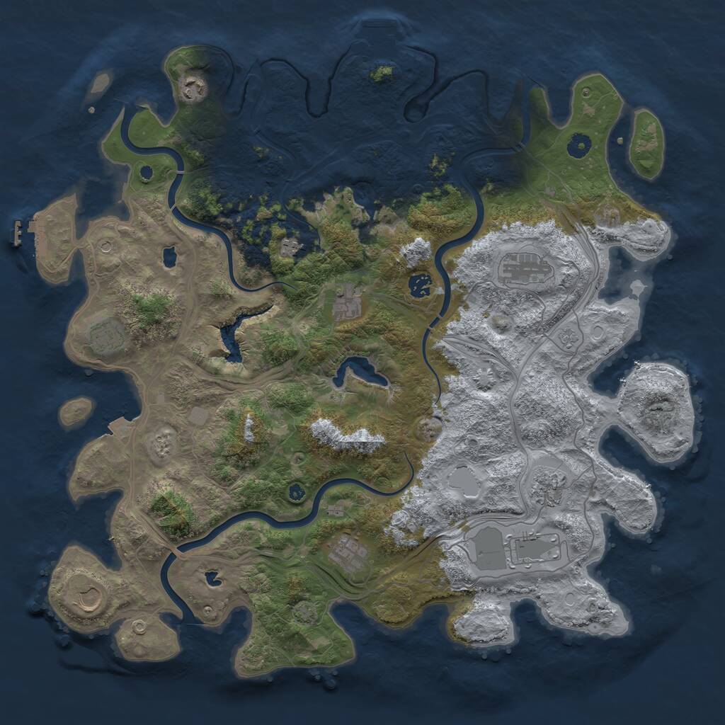 Rust Map: Procedural Map, Size: 4500, Seed: 1733707073, 16 Monuments
