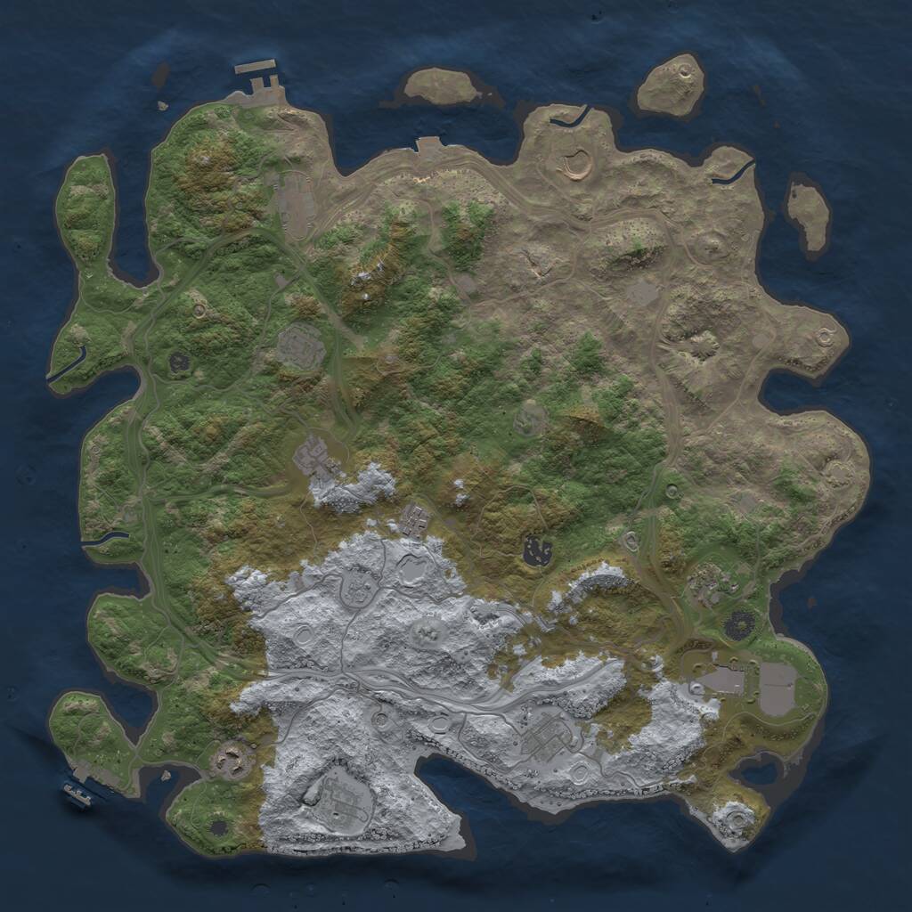 Rust Map: Procedural Map, Size: 4500, Seed: 283988728, 17 Monuments