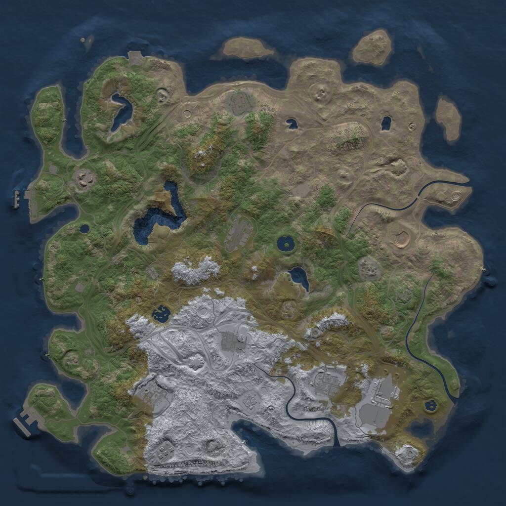 Rust Map: Procedural Map, Size: 4500, Seed: 283988728, 16 Monuments