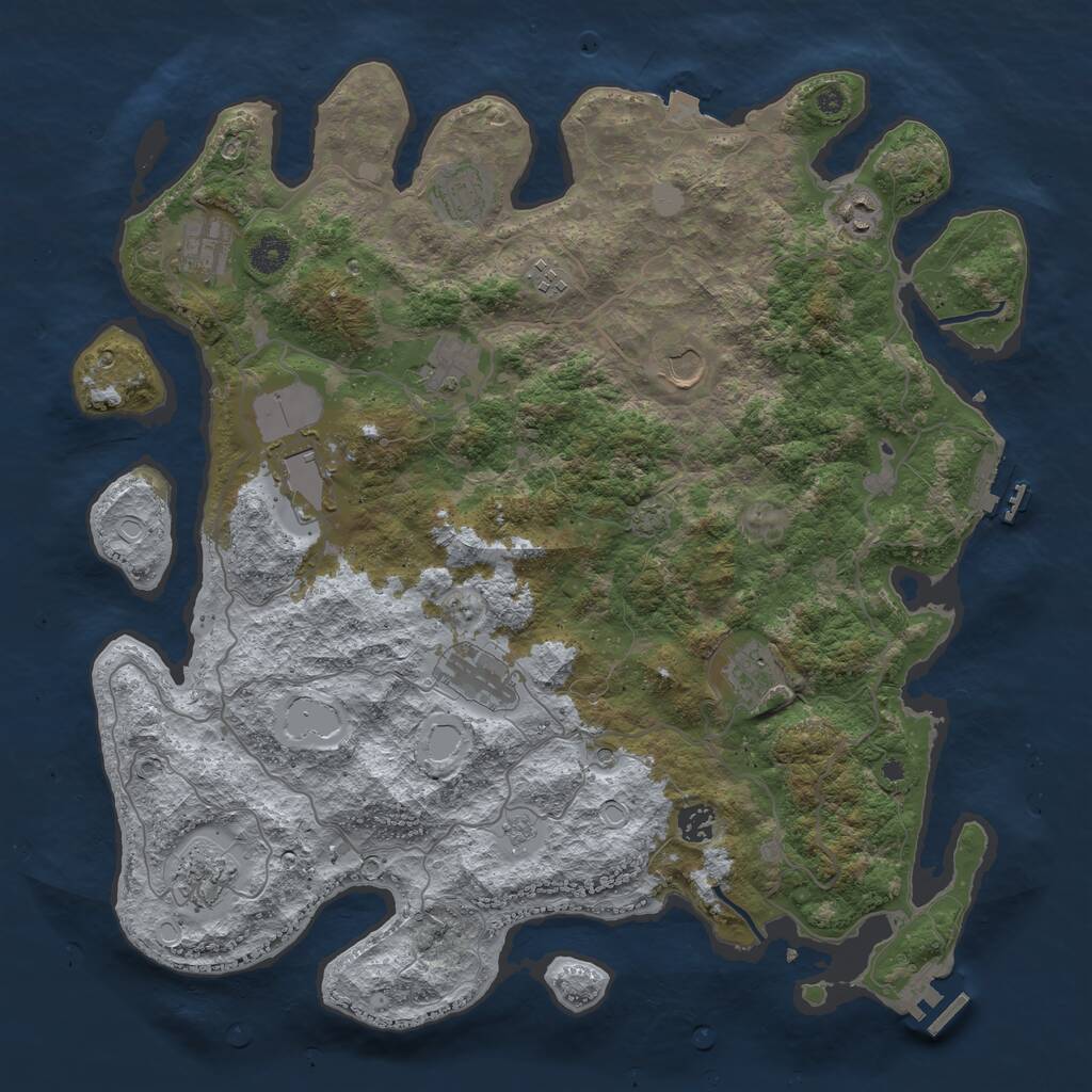 Rust Map: Procedural Map, Size: 4200, Seed: 518847, 17 Monuments