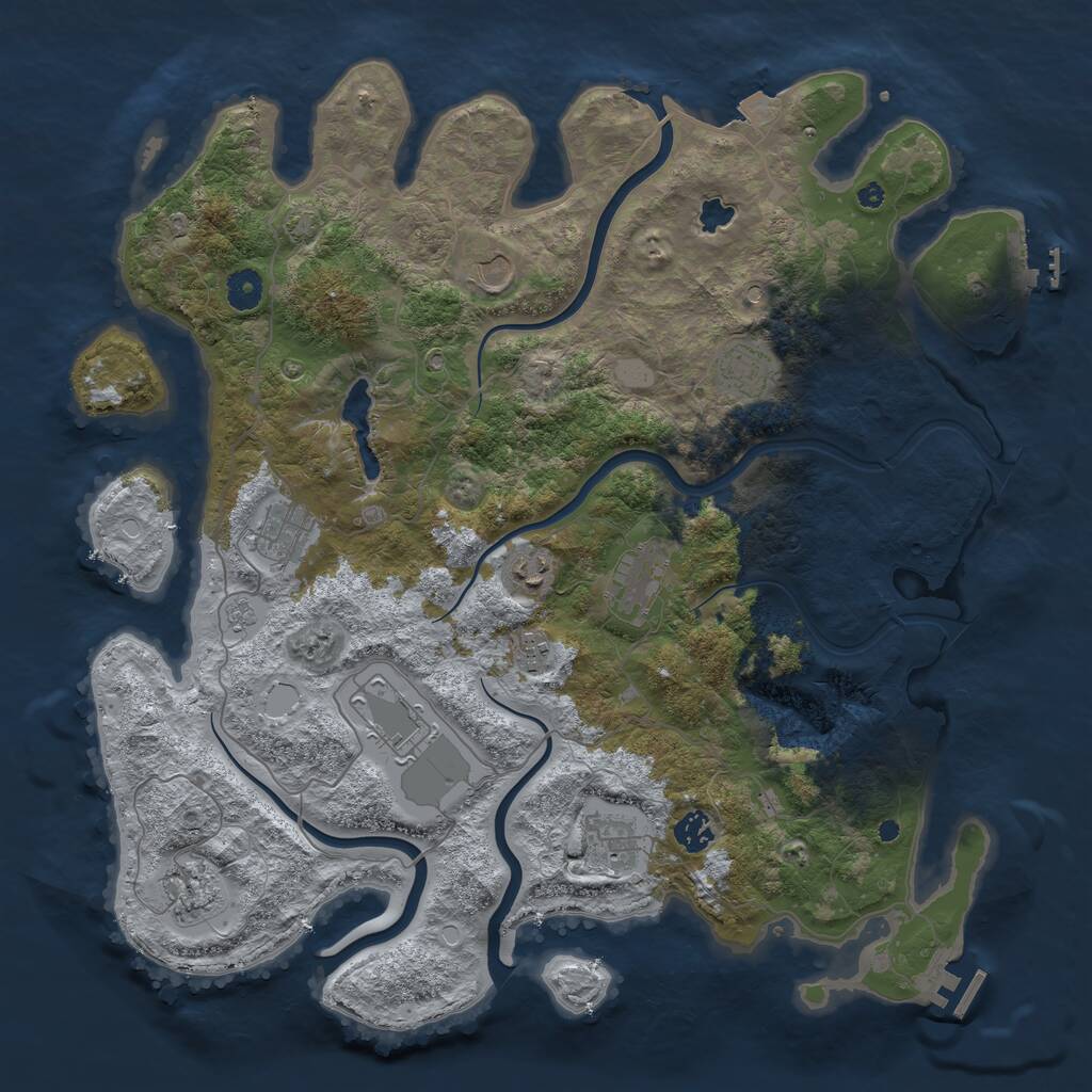 Rust Map: Procedural Map, Size: 4200, Seed: 518847, 16 Monuments