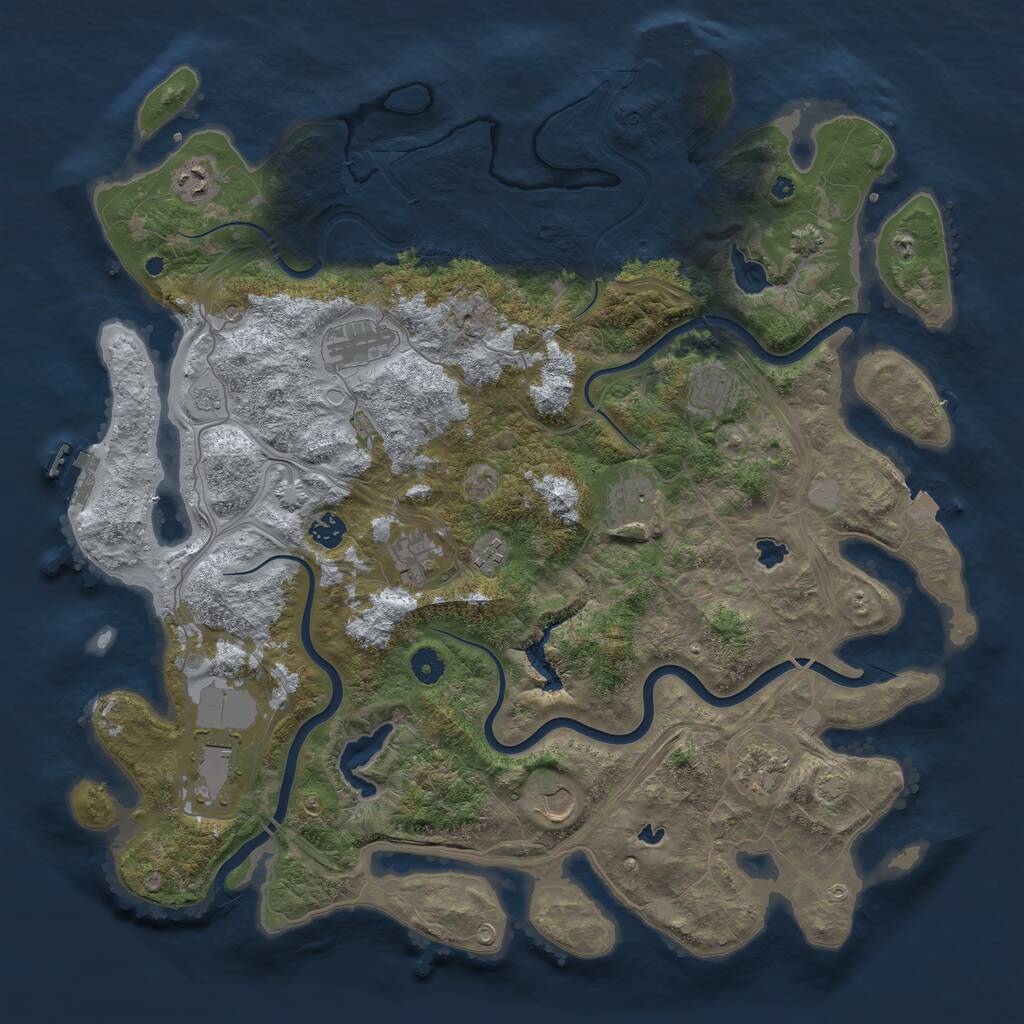 Rust Map: Procedural Map, Size: 4500, Seed: 838746663, 16 Monuments