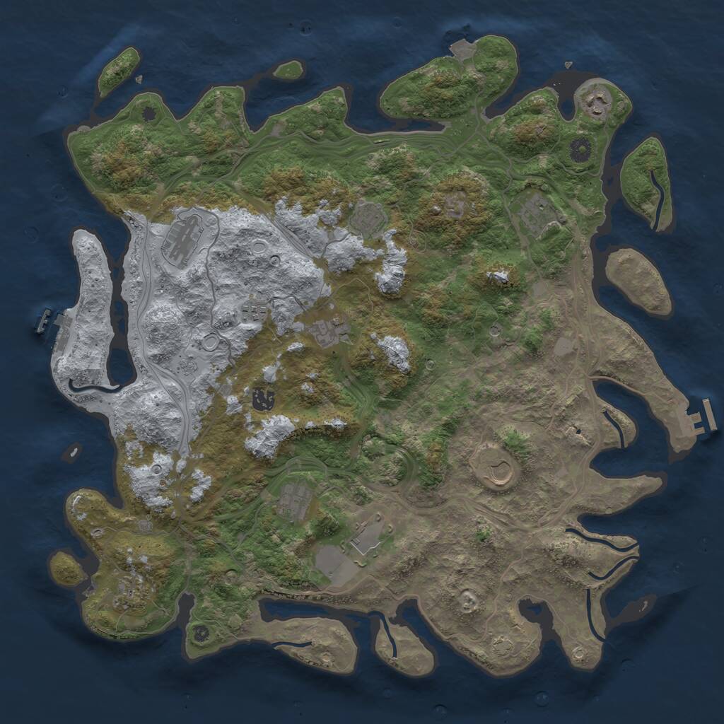 Rust Map: Procedural Map, Size: 4500, Seed: 838746663, 17 Monuments