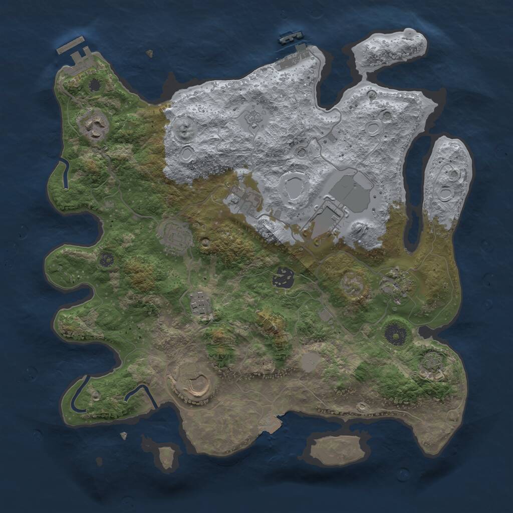 Rust Map: Procedural Map, Size: 3500, Seed: 909611616, 14 Monuments