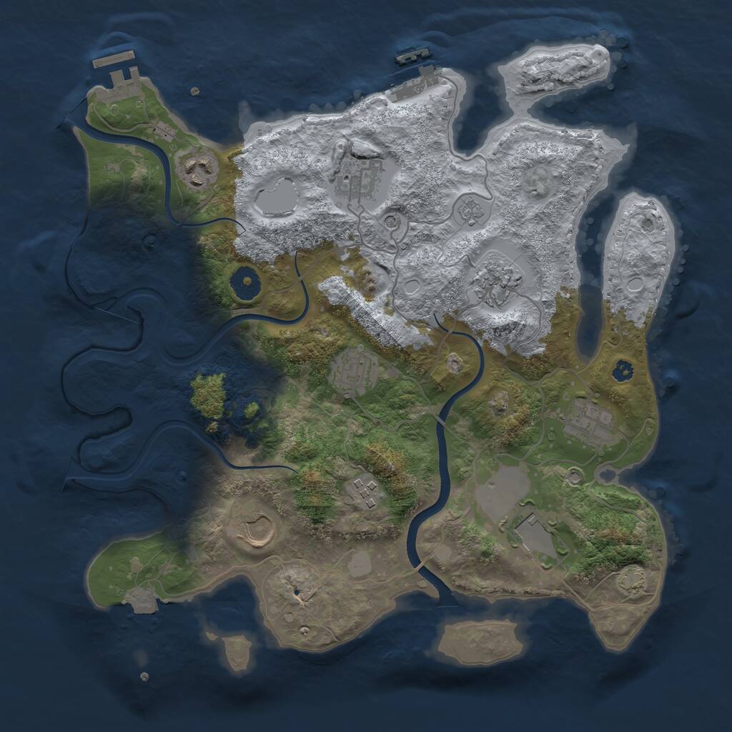Rust Map: Procedural Map, Size: 3500, Seed: 909611616, 14 Monuments