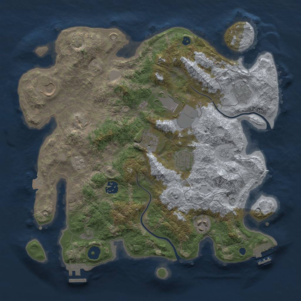 Rust Map: Procedural Map, Size: 3500, Seed: 2137962469, 16 Monuments
