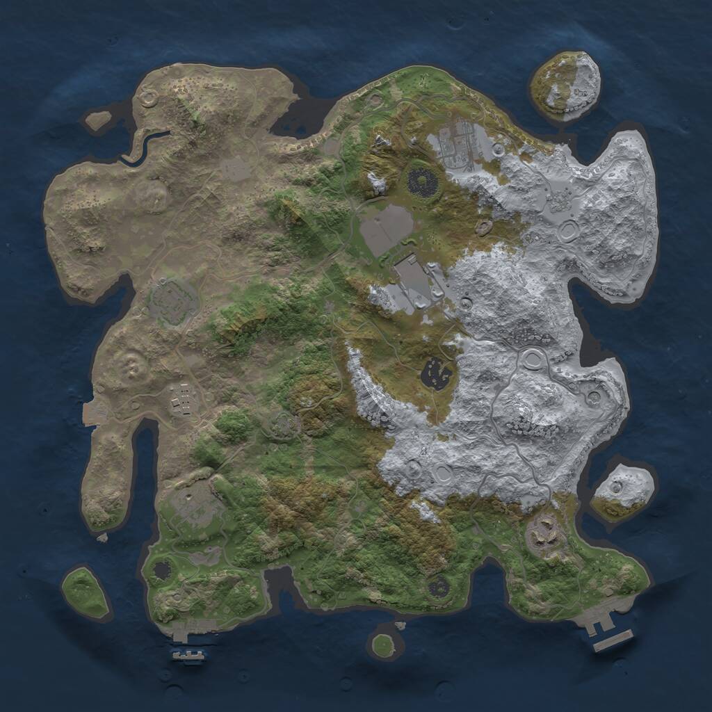 Rust Map: Procedural Map, Size: 3500, Seed: 2137962469, 13 Monuments