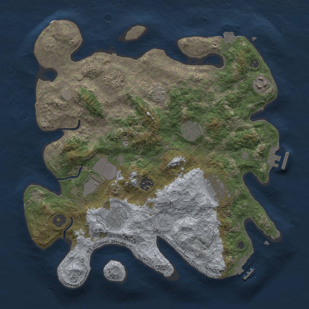 Rust Map: Procedural Map, Size: 3500, Seed: 1917446927, 14 Monuments