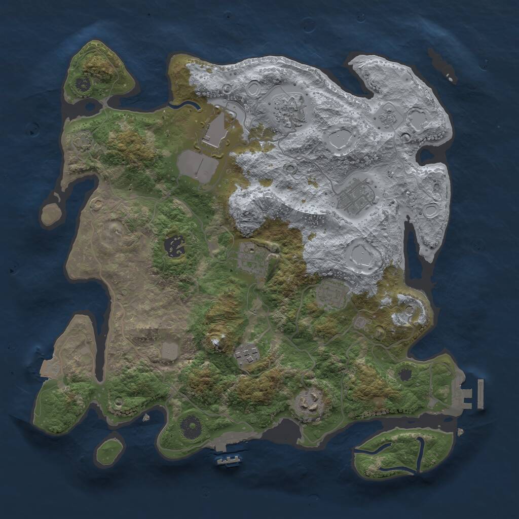 Rust Map: Procedural Map, Size: 3500, Seed: 21891399, 14 Monuments