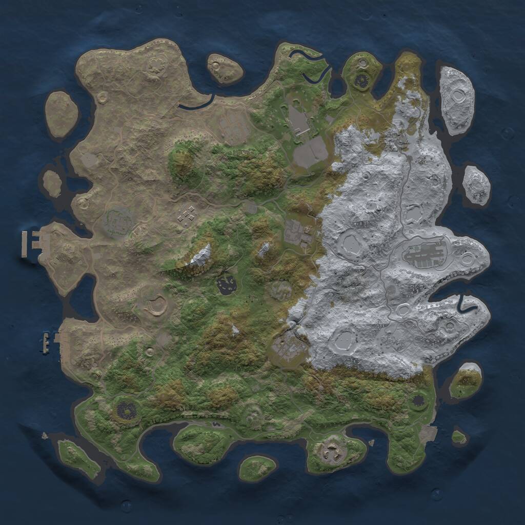 Rust Map: Procedural Map, Size: 4000, Seed: 1289519592, 17 Monuments