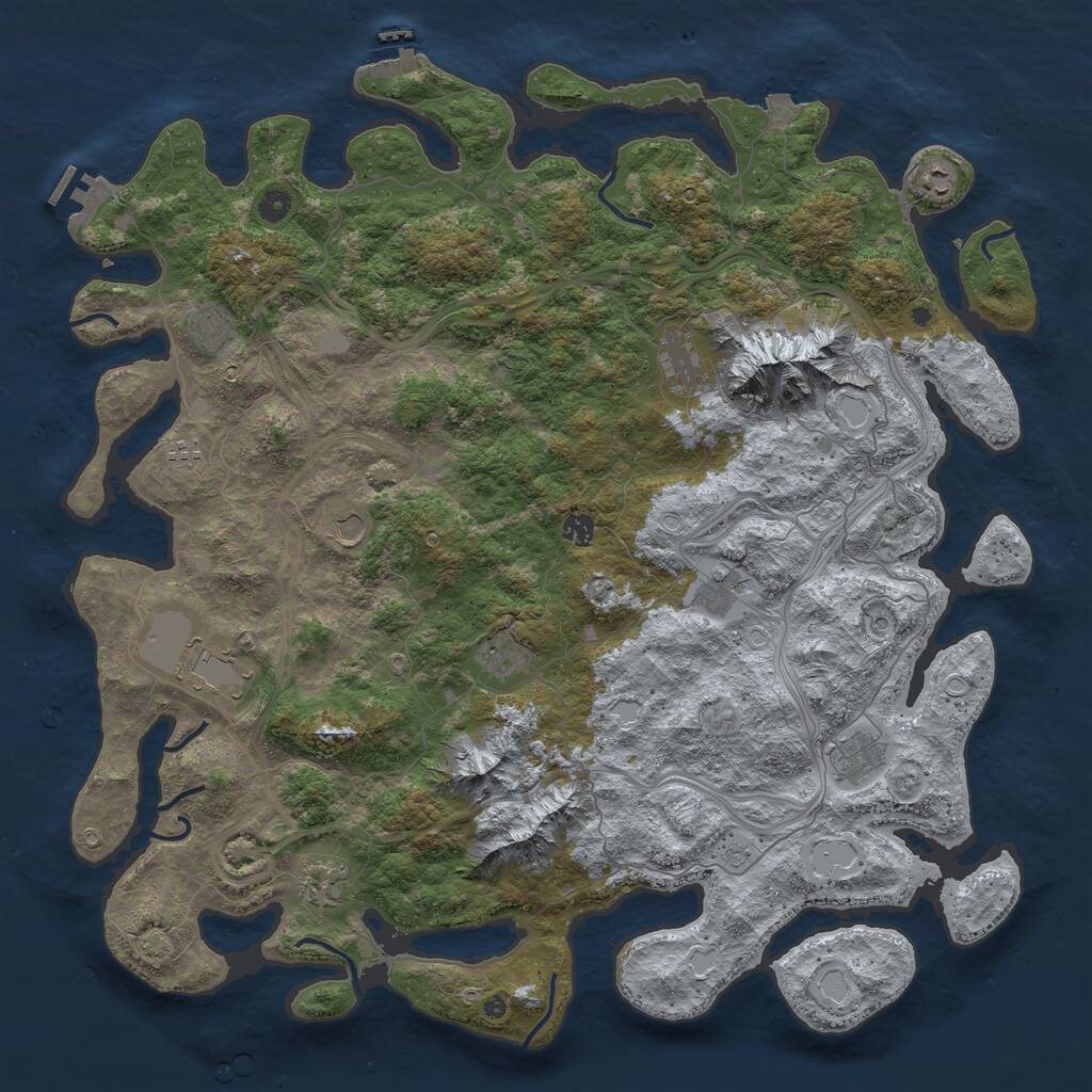 Rust Map: Procedural Map, Size: 5000, Seed: 1313878466, 17 Monuments