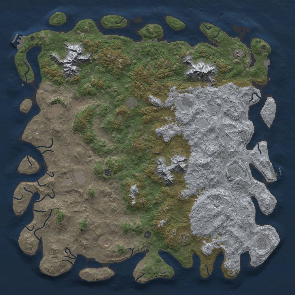 Rust Map: Procedural Map, Size: 6000, Seed: 1409720581, 17 Monuments
