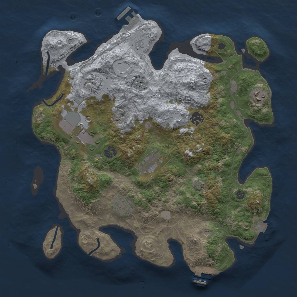 Rust Map: Procedural Map, Size: 3500, Seed: 1023099808, 13 Monuments