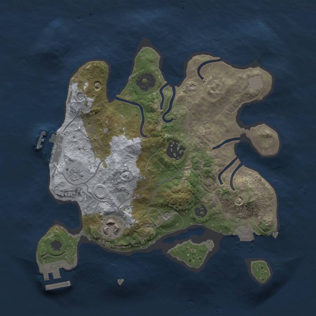 Rust Map: Procedural Map, Size: 2550, Seed: 908990215, 7 Monuments