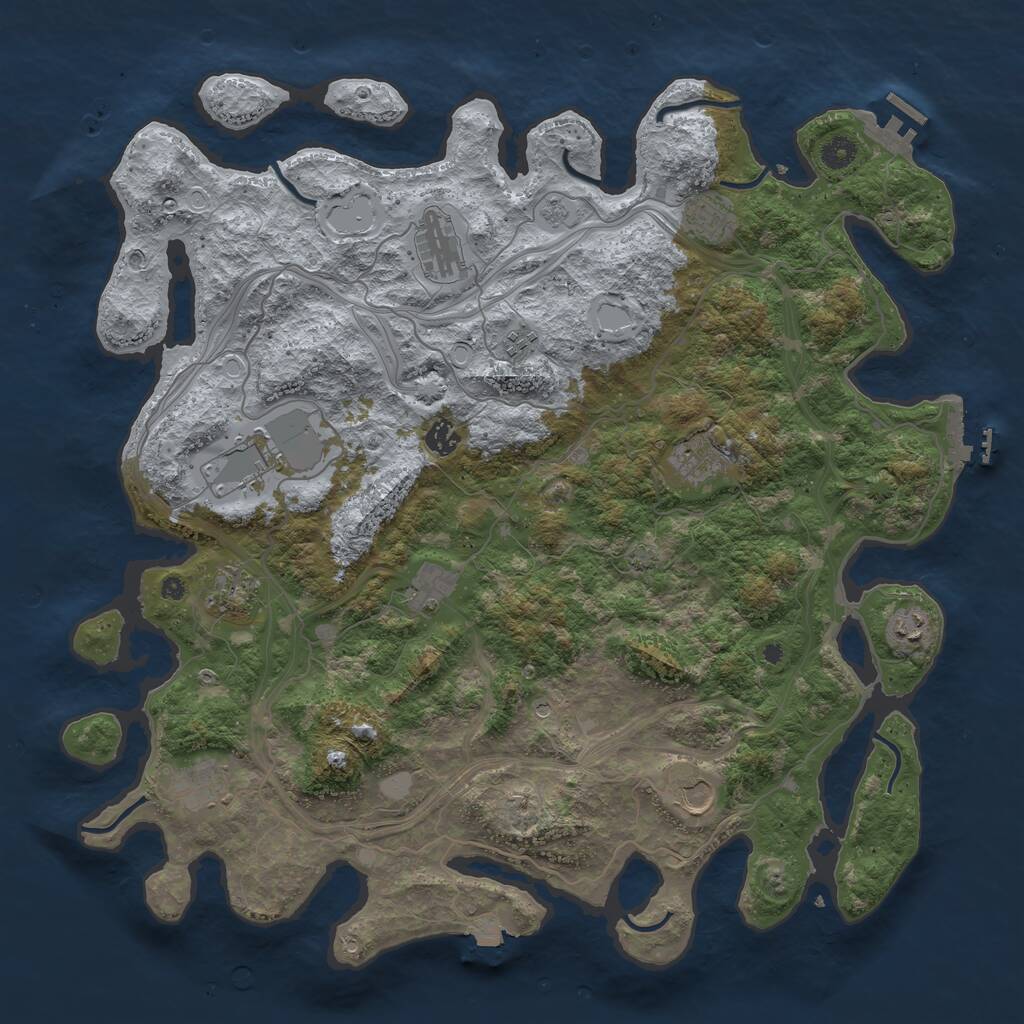 Rust Map: Procedural Map, Size: 4500, Seed: 663233596, 17 Monuments