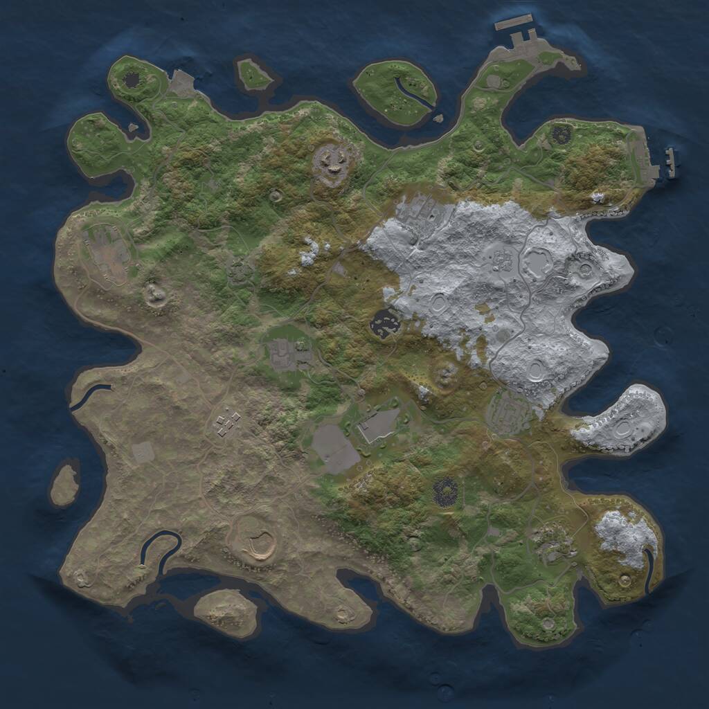 Rust Map: Procedural Map, Size: 3750, Seed: 968920125, 16 Monuments