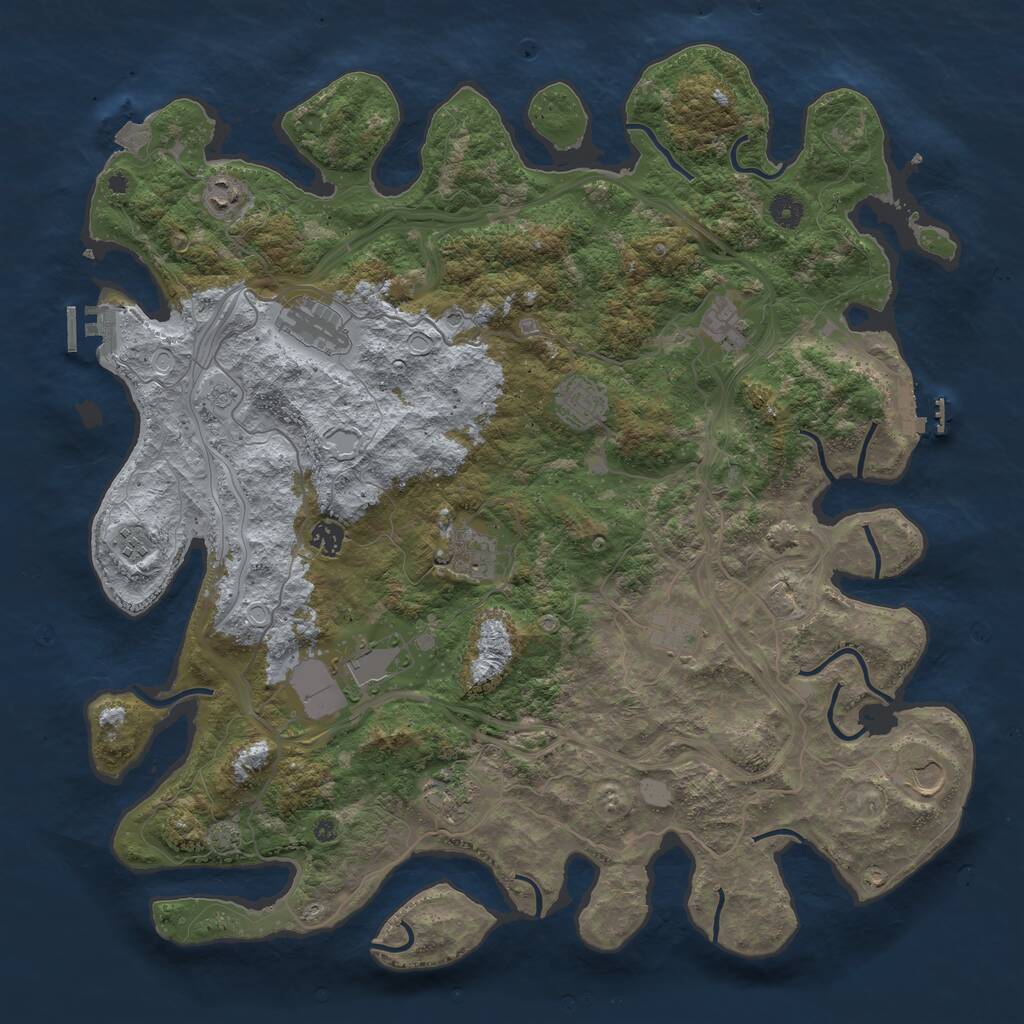 Rust Map: Procedural Map, Size: 4500, Seed: 647299072, 17 Monuments