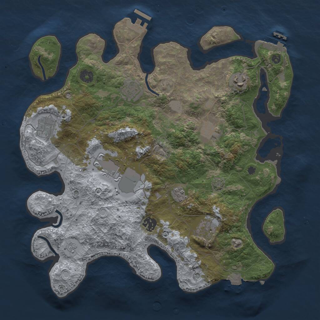 Rust Map: Procedural Map, Size: 3500, Seed: 1280362251, 14 Monuments