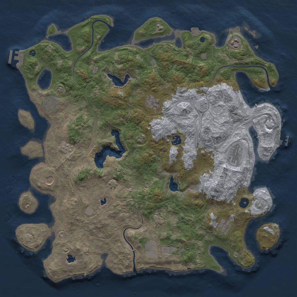Rust Map: Procedural Map, Size: 4500, Seed: 481208167, 16 Monuments