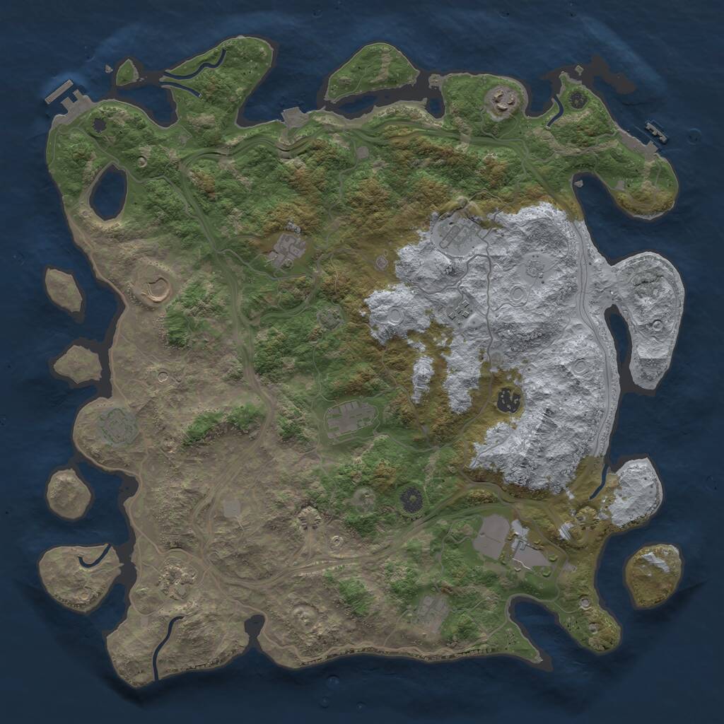 Rust Map: Procedural Map, Size: 4500, Seed: 481208167, 17 Monuments