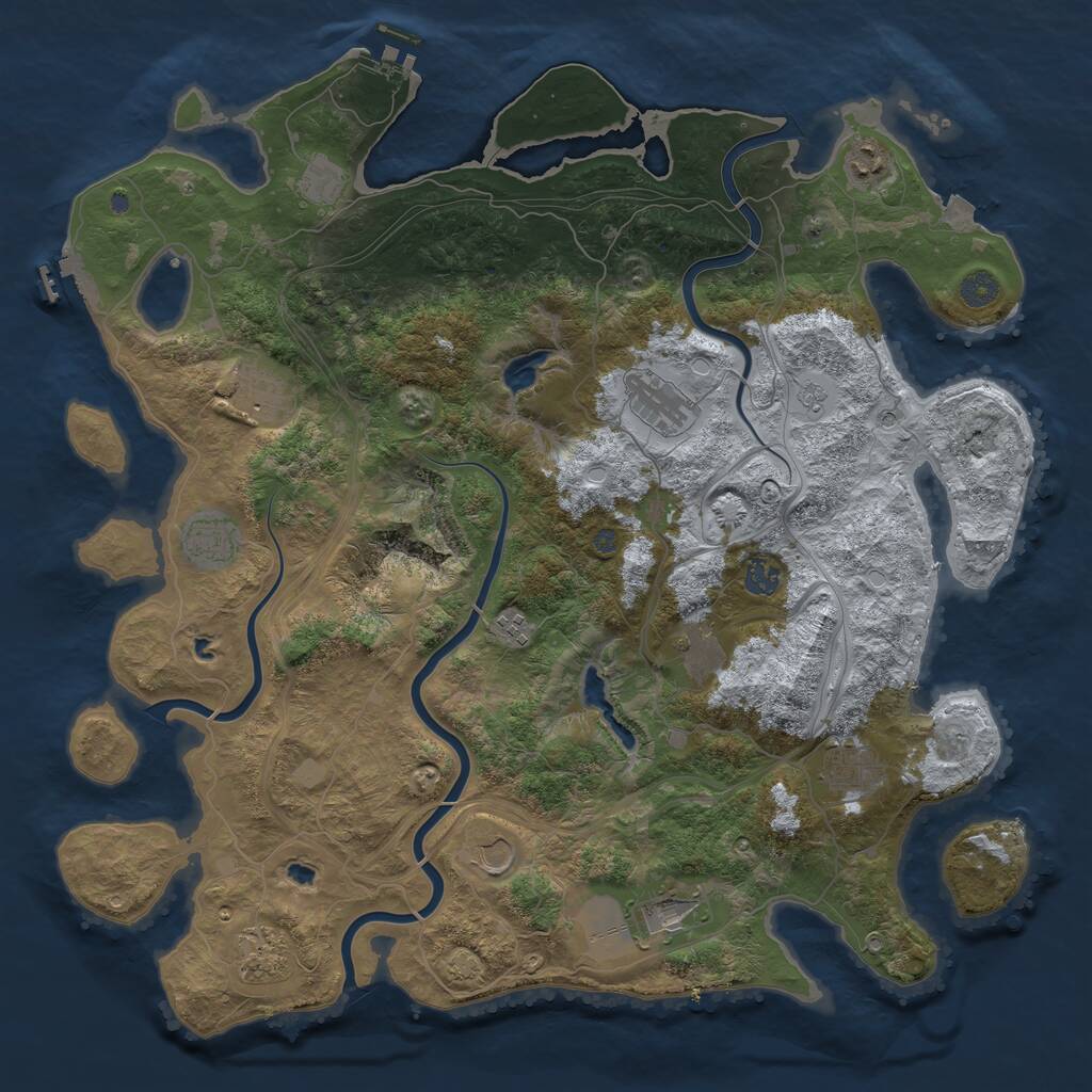 Rust Map: Procedural Map, Size: 4500, Seed: 481208167, 19 Monuments