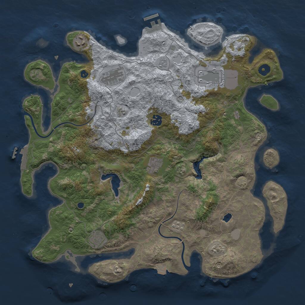 Rust Map: Procedural Map, Size: 4000, Seed: 859914211, 13 Monuments