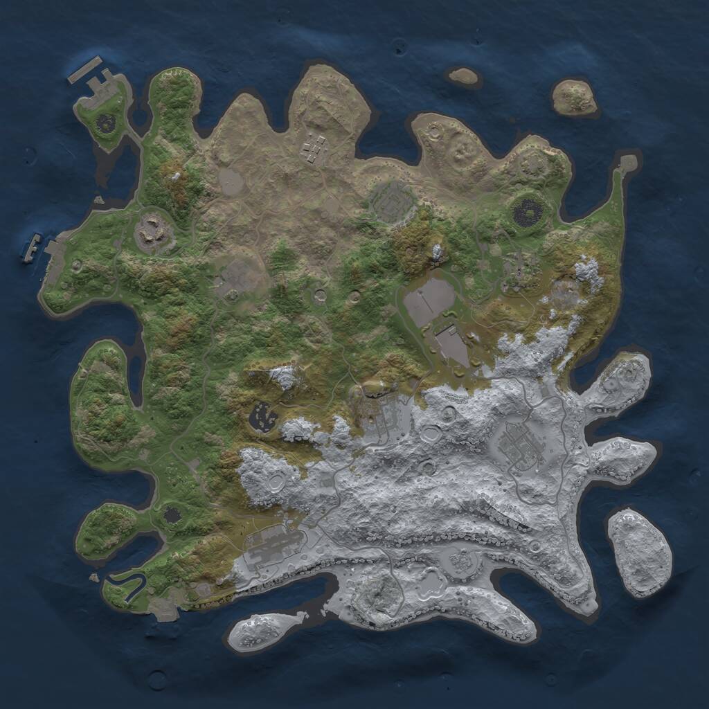 Rust Map: Procedural Map, Size: 3700, Seed: 984133054, 16 Monuments