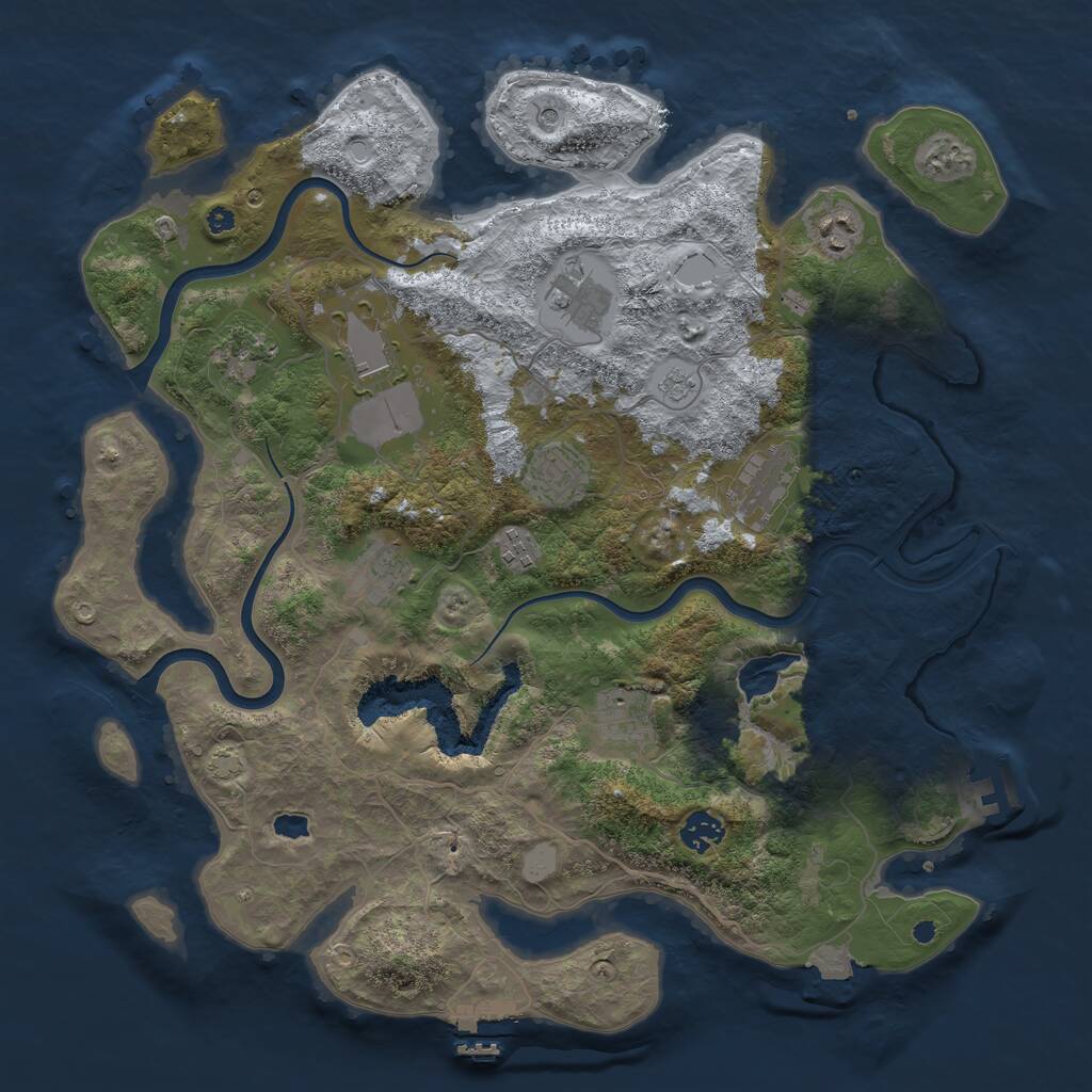 Rust Map: Procedural Map, Size: 4000, Seed: 861984658, 16 Monuments