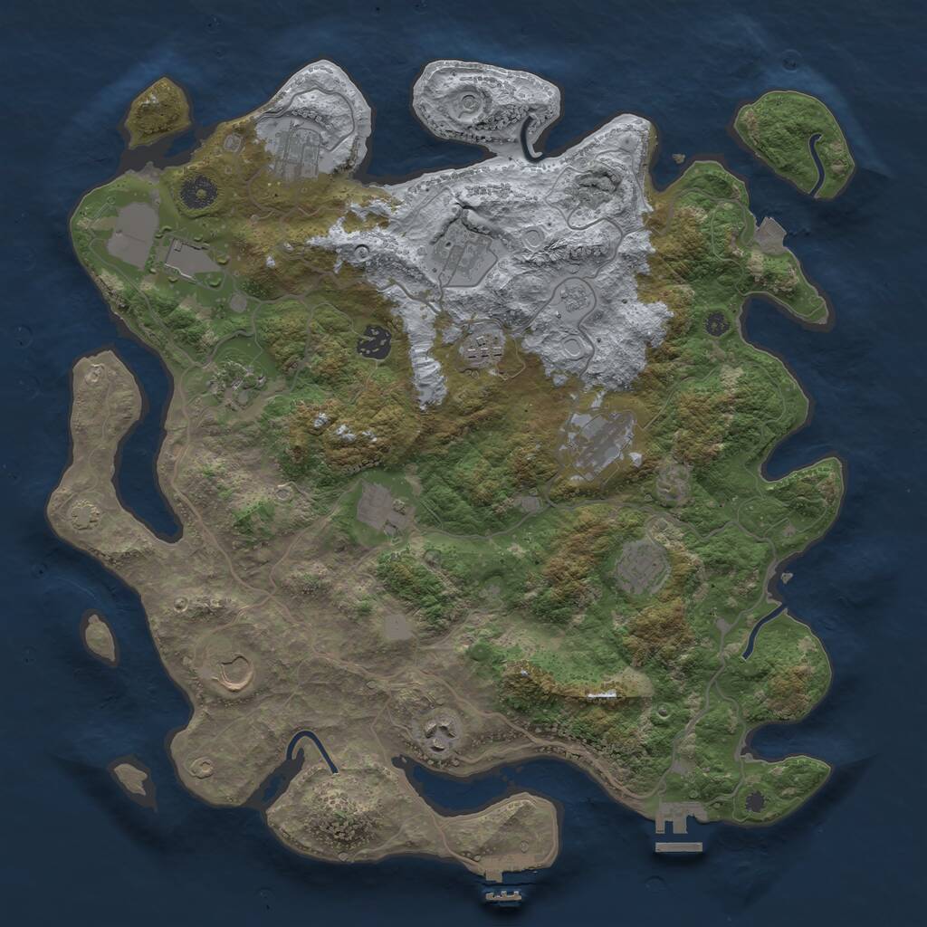 Rust Map: Procedural Map, Size: 4000, Seed: 861984658, 17 Monuments