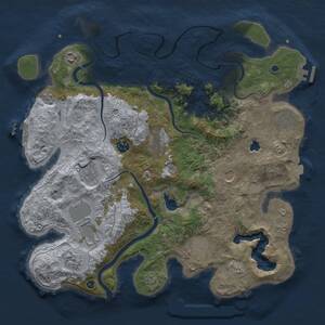 Thumbnail Rust Map: Procedural Map, Size: 4000, Seed: 1343033877, 16 Monuments