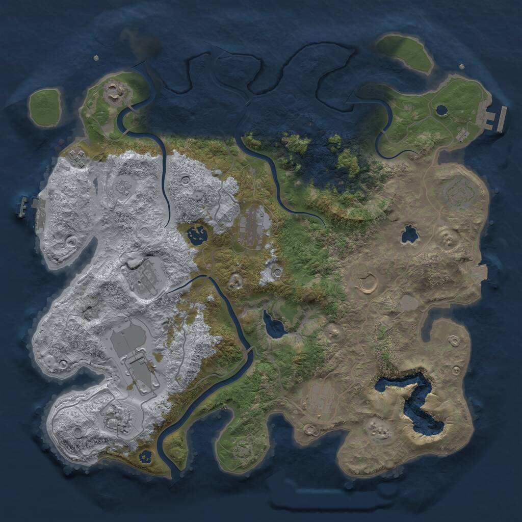 Rust Map: Procedural Map, Size: 4000, Seed: 1343033877, 16 Monuments