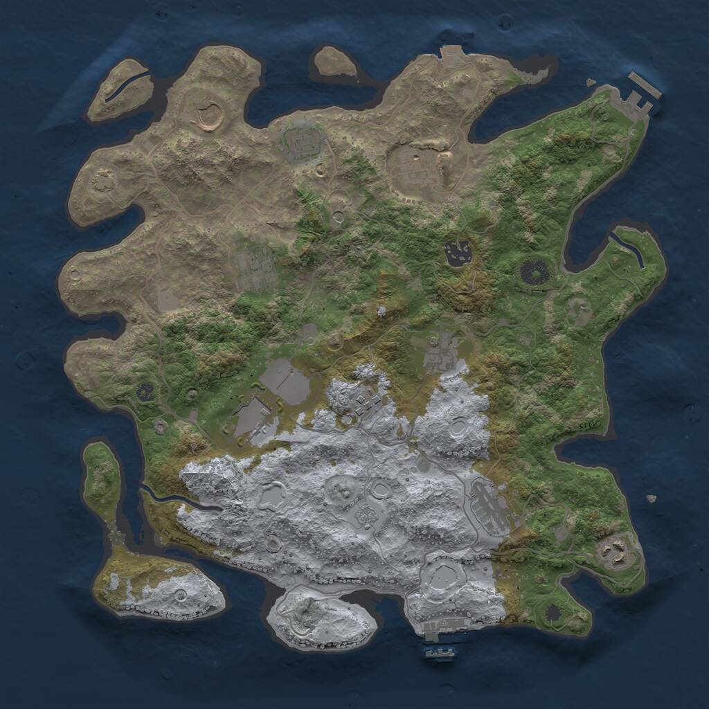 Rust Map: Procedural Map, Size: 3800, Seed: 870192686, 16 Monuments