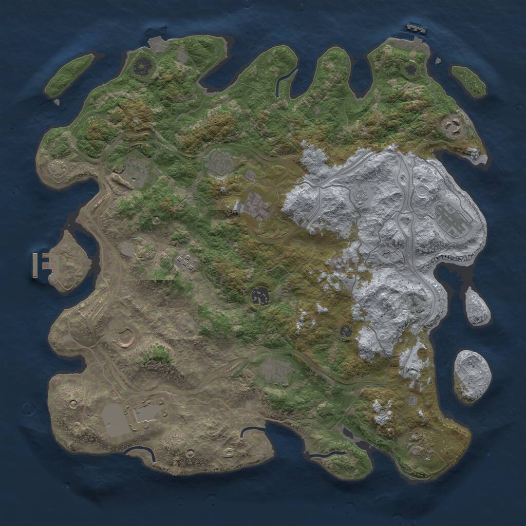 Rust Map: Procedural Map, Size: 4250, Seed: 487542, 17 Monuments