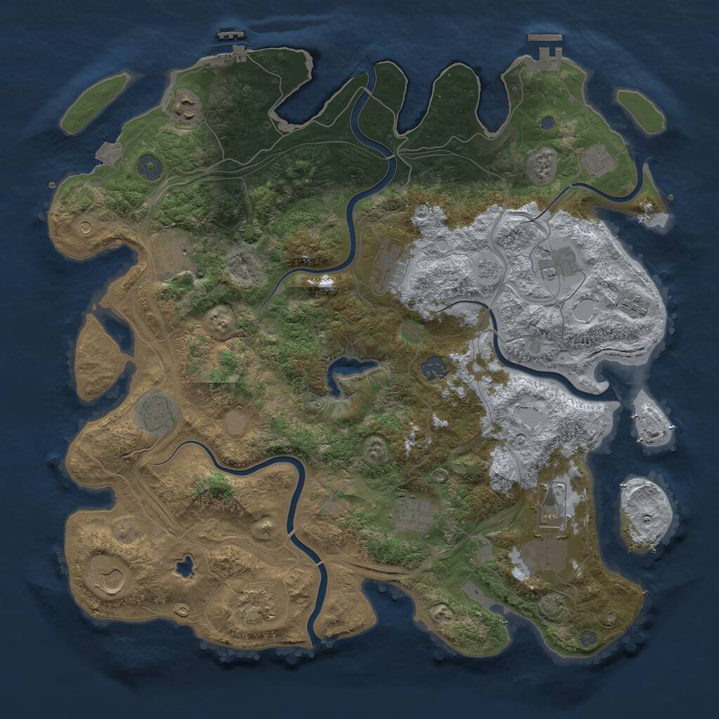 Rust Map: Procedural Map, Size: 4250, Seed: 487542, 19 Monuments