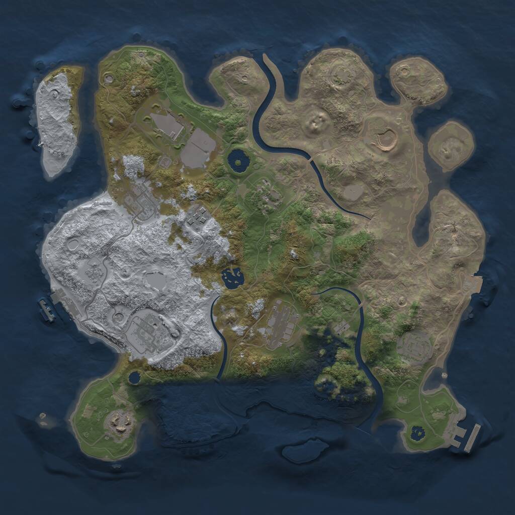 Rust Map: Procedural Map, Size: 3500, Seed: 2138972431, 16 Monuments