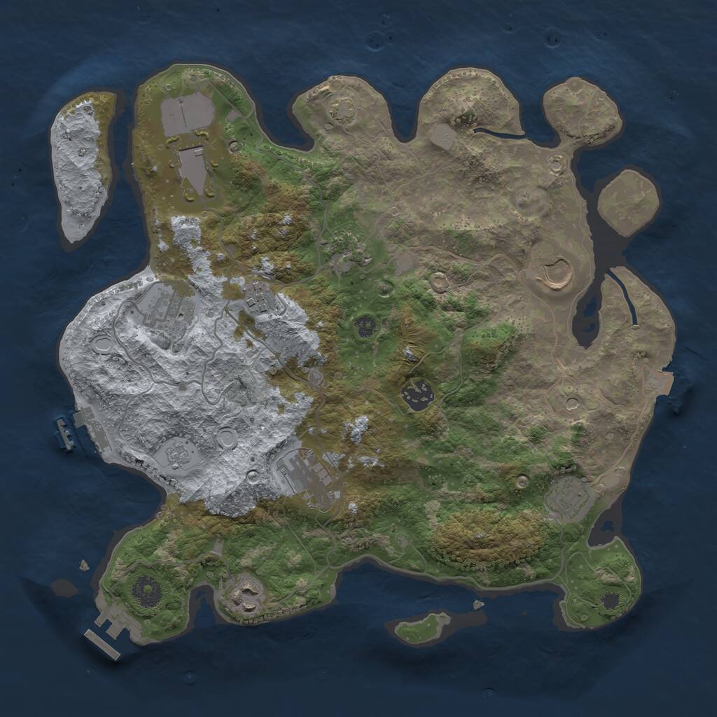 Rust Map: Procedural Map, Size: 3500, Seed: 2138972431, 15 Monuments