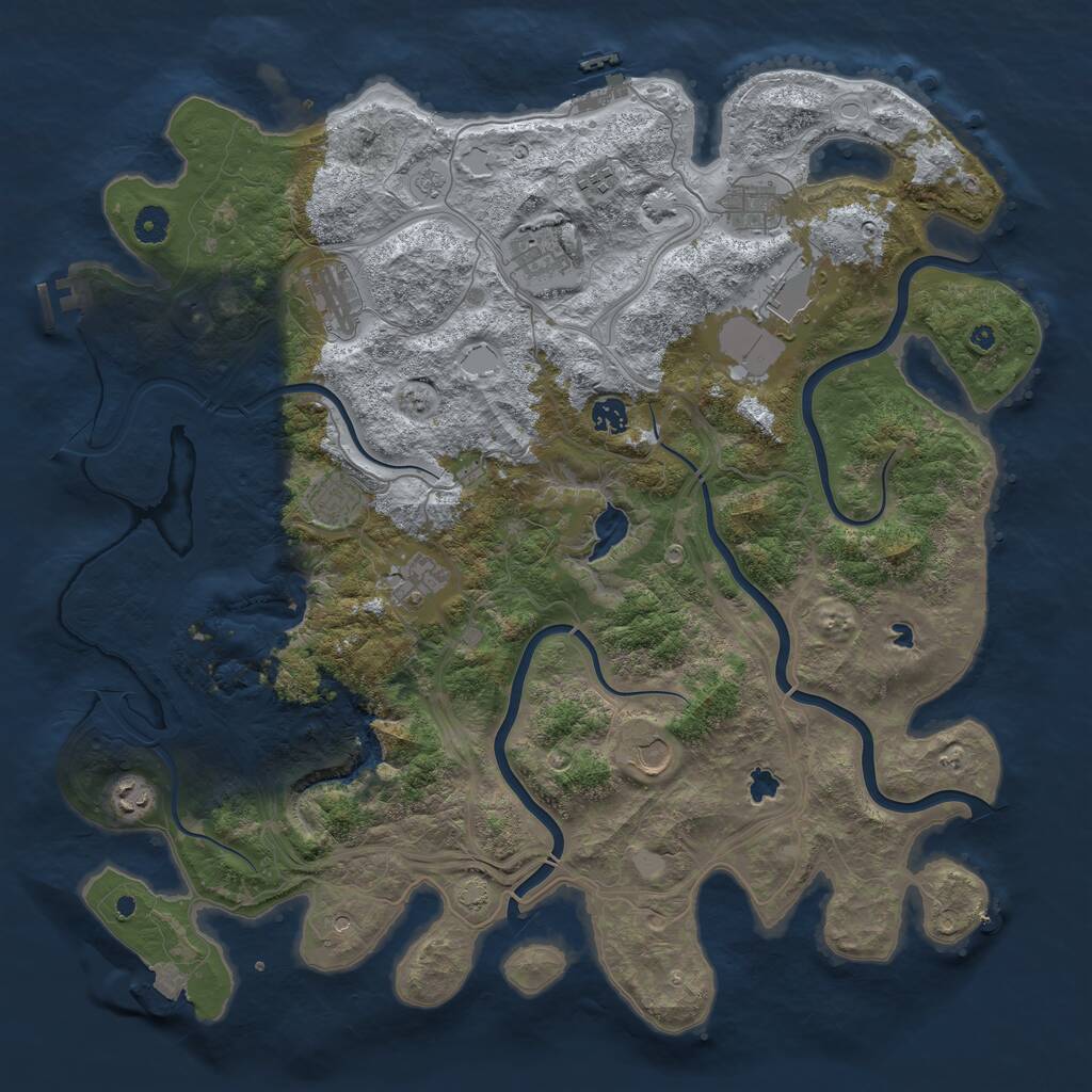 Rust Map: Procedural Map, Size: 4500, Seed: 1991101903, 16 Monuments