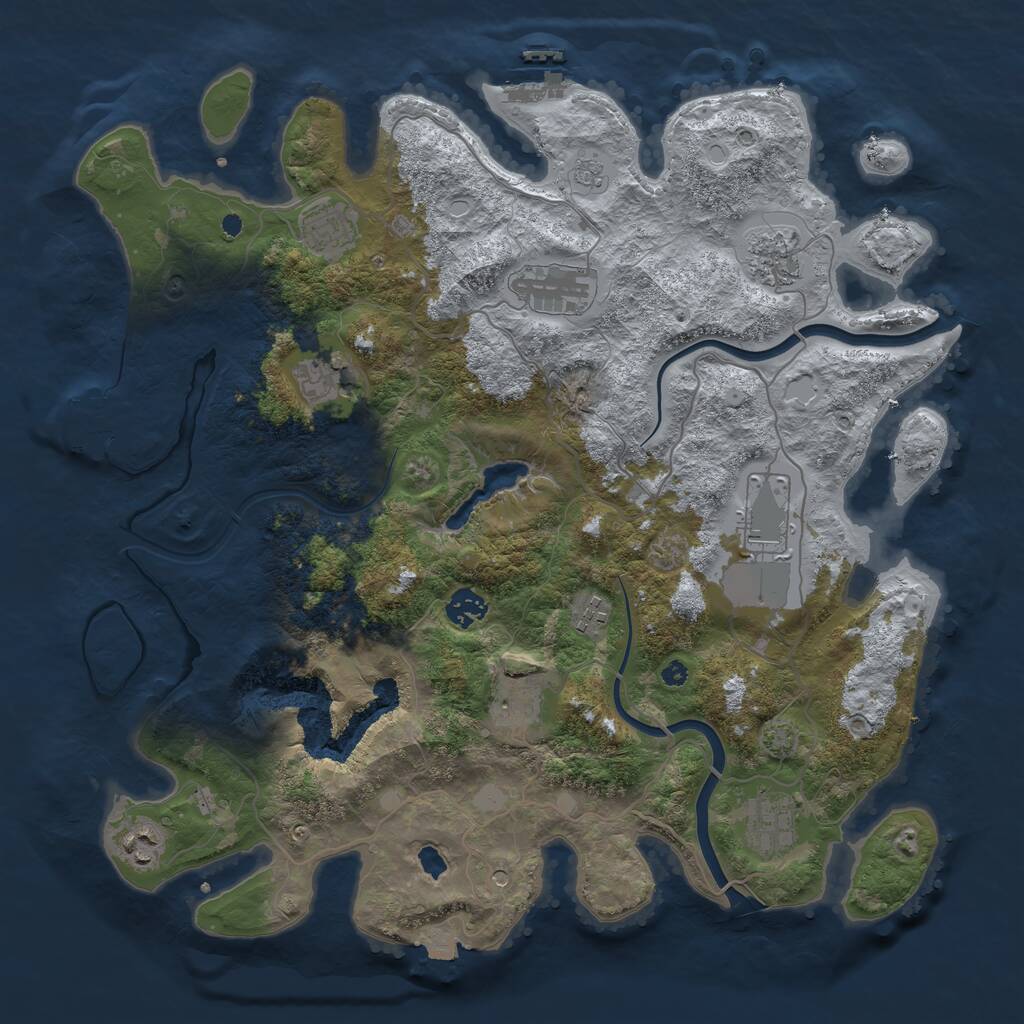 Rust Map: Procedural Map, Size: 4000, Seed: 993304519, 16 Monuments