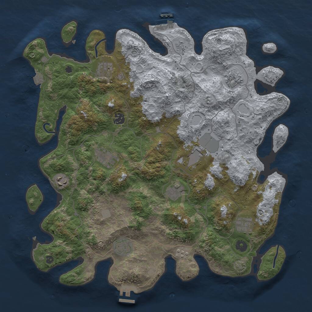 Rust Map: Procedural Map, Size: 4000, Seed: 993304519, 16 Monuments