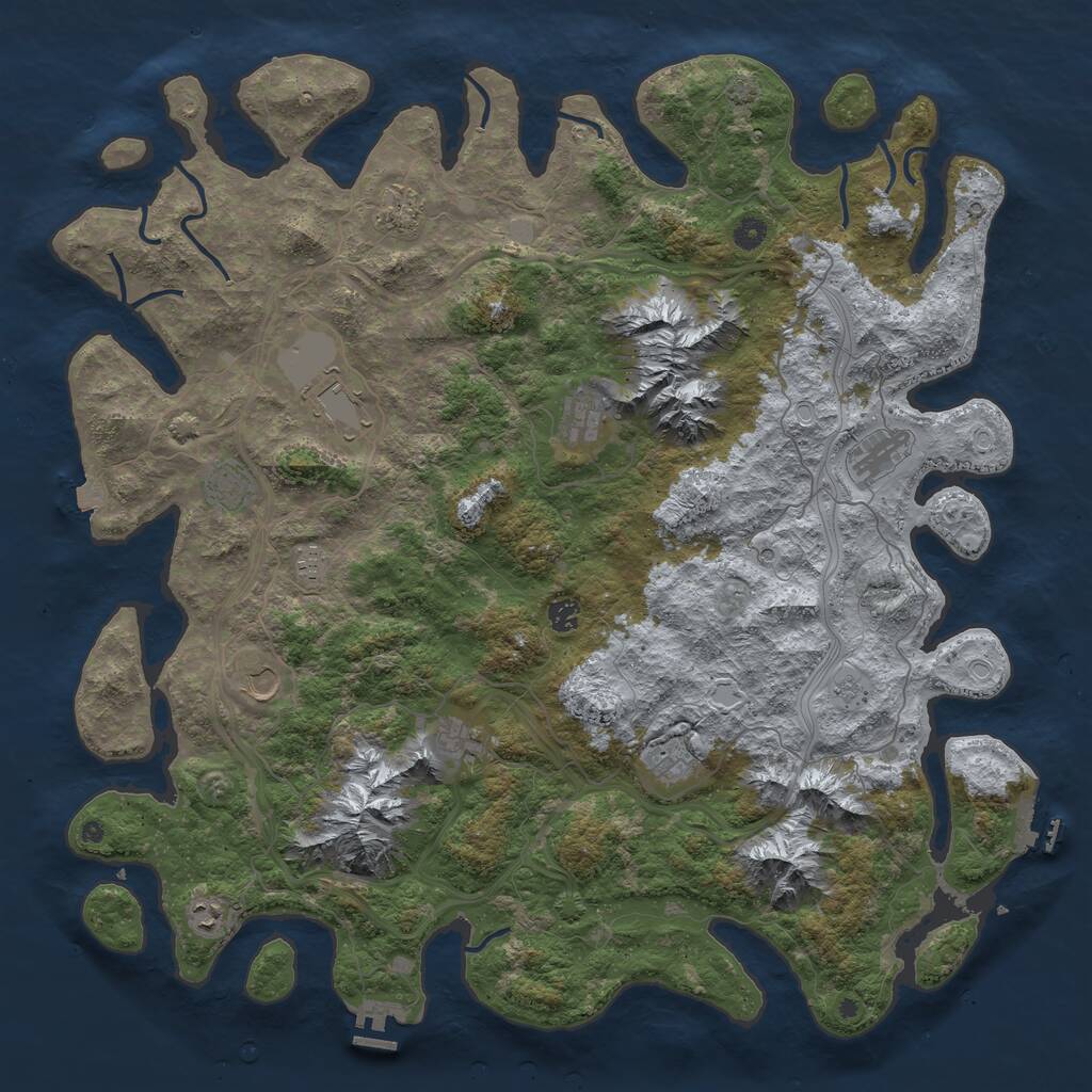 Rust Map: Procedural Map, Size: 5000, Seed: 2000007, 17 Monuments