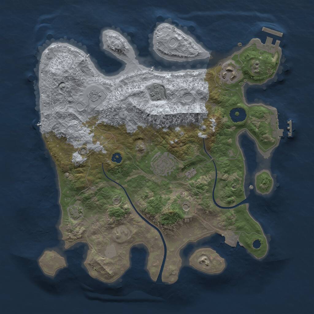 Rust Map: Procedural Map, Size: 3000, Seed: 2127942631, 9 Monuments