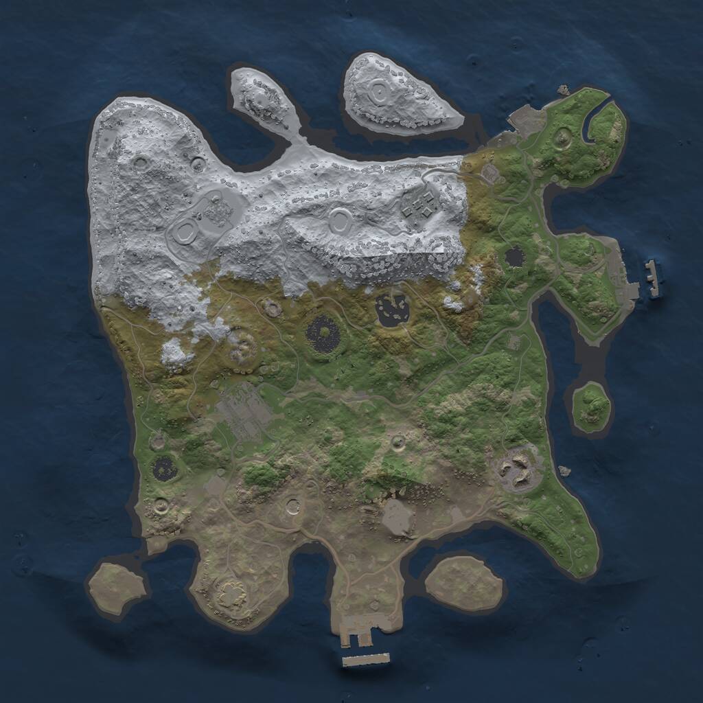 Rust Map: Procedural Map, Size: 3000, Seed: 2127942631, 10 Monuments