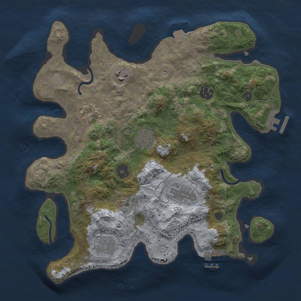 Rust Map: Procedural Map, Size: 3300, Seed: 38049677, 12 Monuments