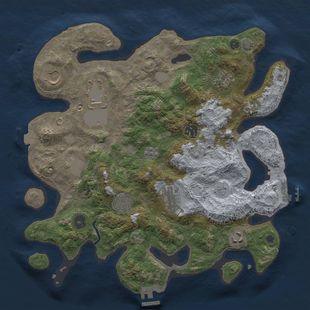 Rust Map: Procedural Map, Size: 3500, Seed: 18429311, 15 Monuments