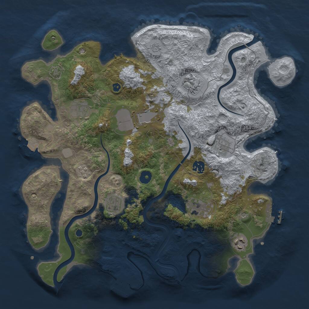 Rust Map: Procedural Map, Size: 3700, Seed: 143961623, 17 Monuments