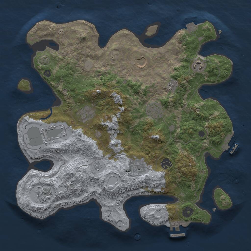 Rust Map: Procedural Map, Size: 3500, Seed: 1521944576, 15 Monuments