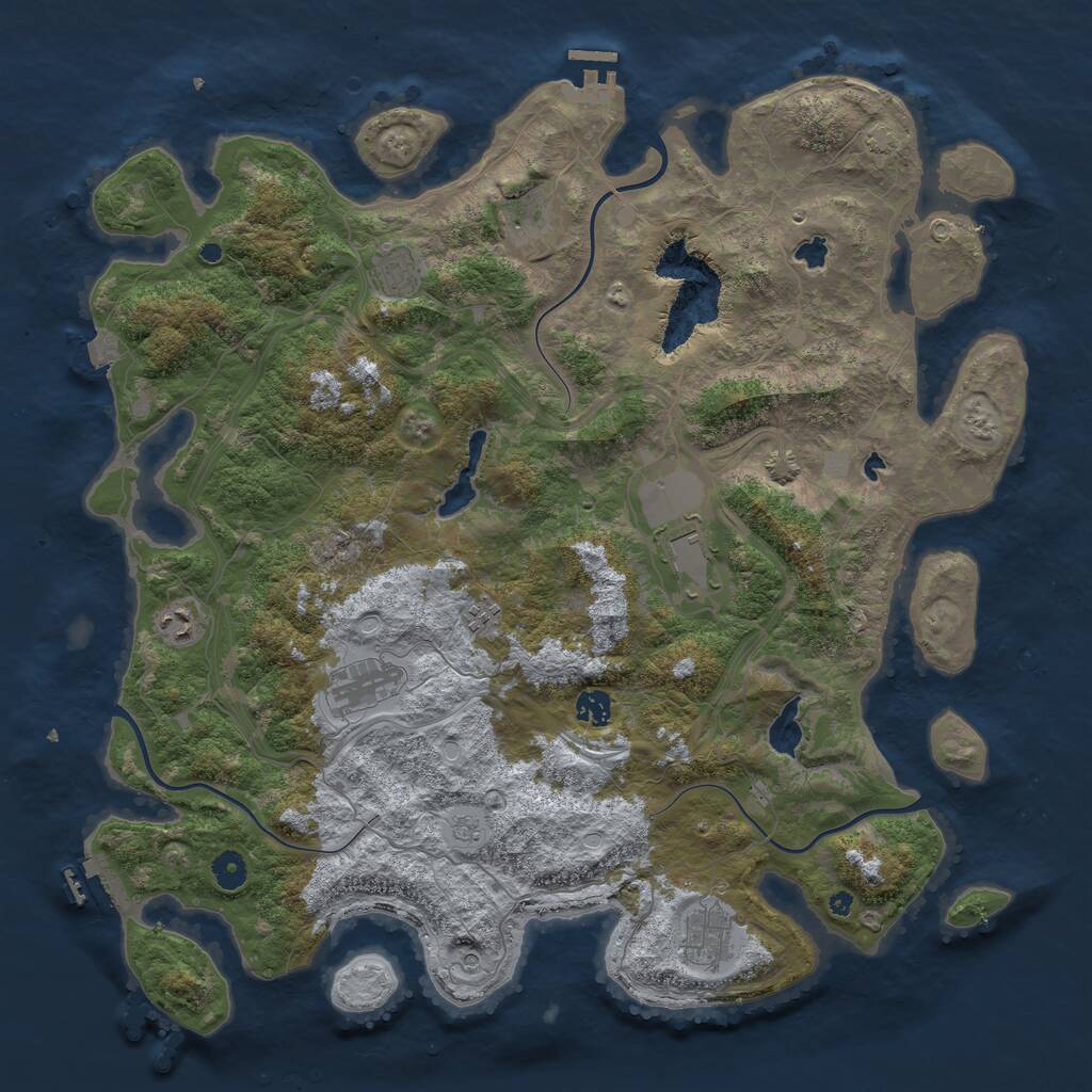Rust Map: Procedural Map, Size: 4500, Seed: 961727999, 16 Monuments